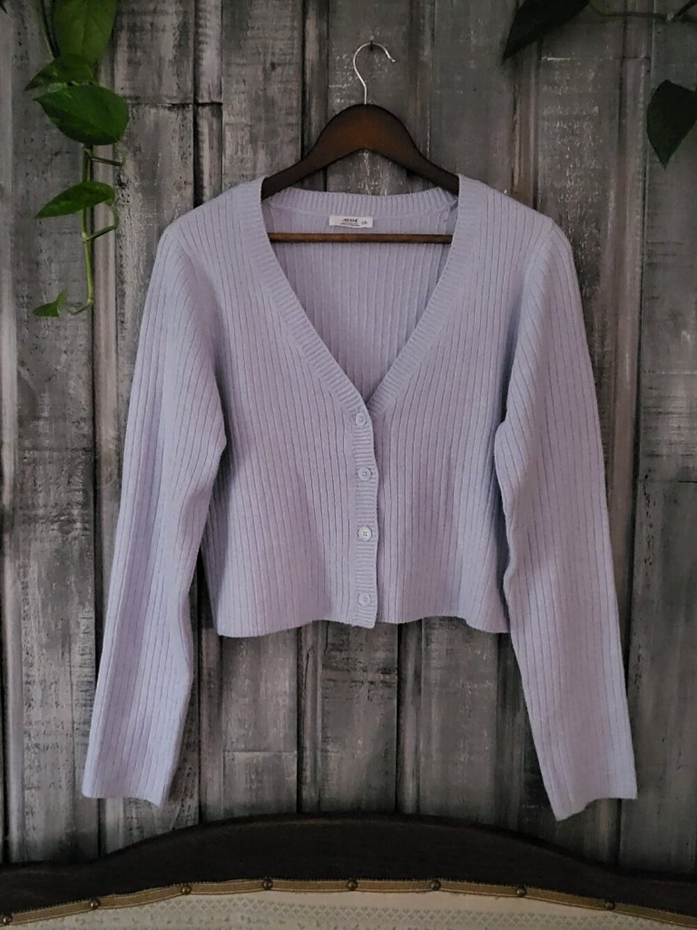 Ribbed Cropped Cardigan L XL Pastel Blue - New Never Worn